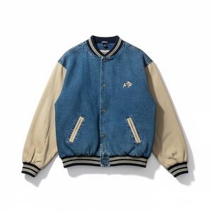 Vintage 90s Denim Bomber Jacket Quilt Lined Men’s Large